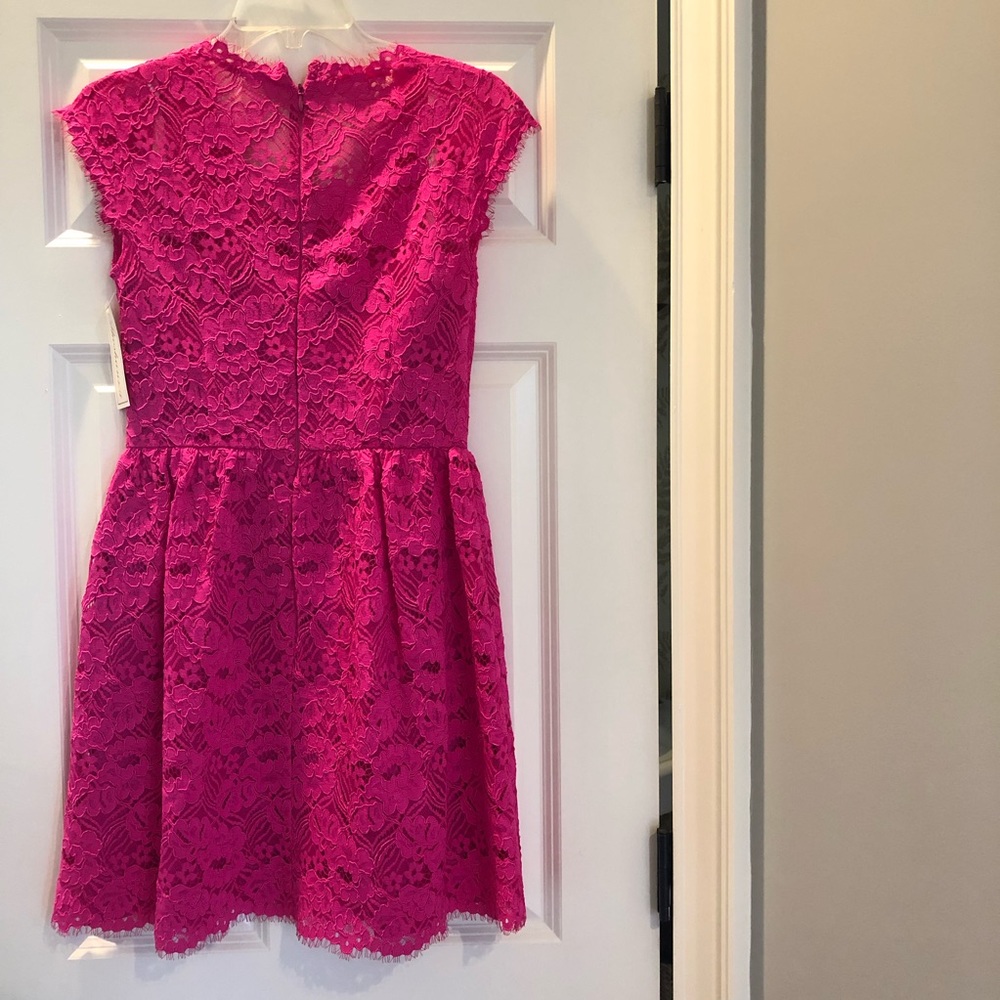 NWT Hot Pink Fit & Flare Lace Shoshanna Dress sz 0 - Picture 6 of 7